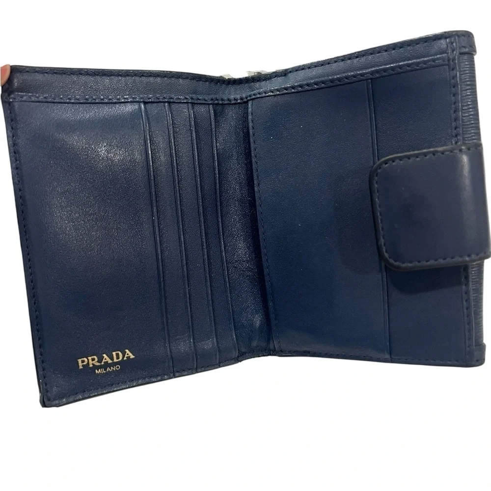 PRADA | Diagramme Leather Wallet | Navy Blue